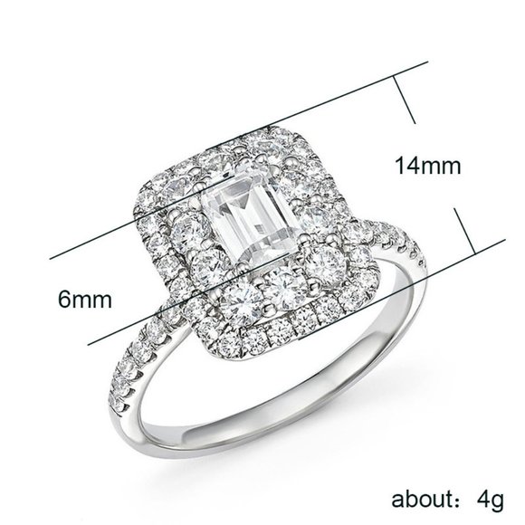 🥰Big Rectangle Gemstone Radiant Cut Zircon Rings for Women, INDN8014 - Picture 7 of 8